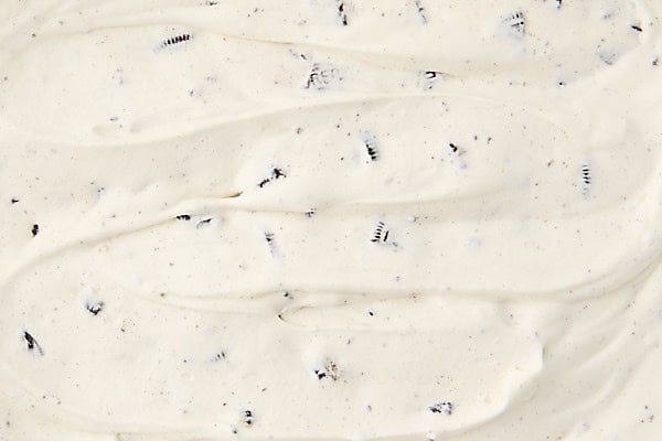 cookies and cream ice cream in a container before freezing