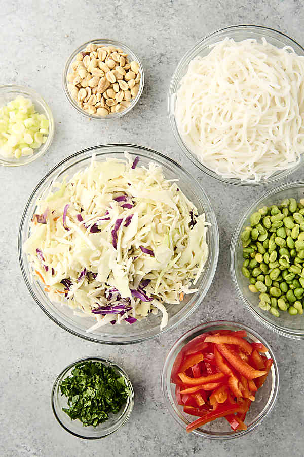 ingredients to make peanut noodle salad