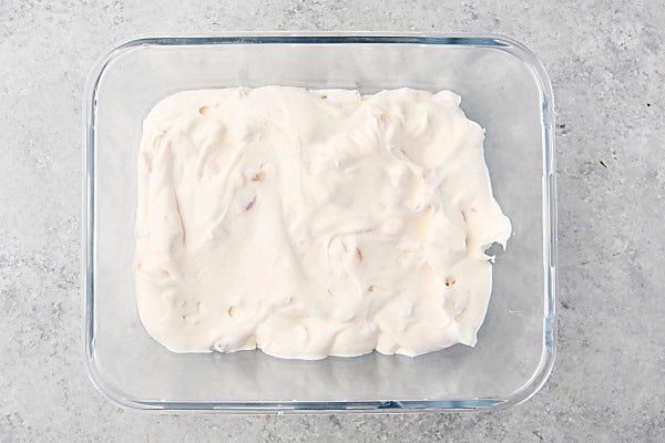 half of the ice cream mixture into a freezer safe container