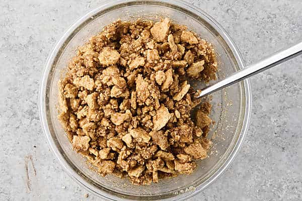 graham cracker chunks mixed with sugar, salt, cinnamon, and butter