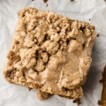 pumpkin crumb cake on parchment paper