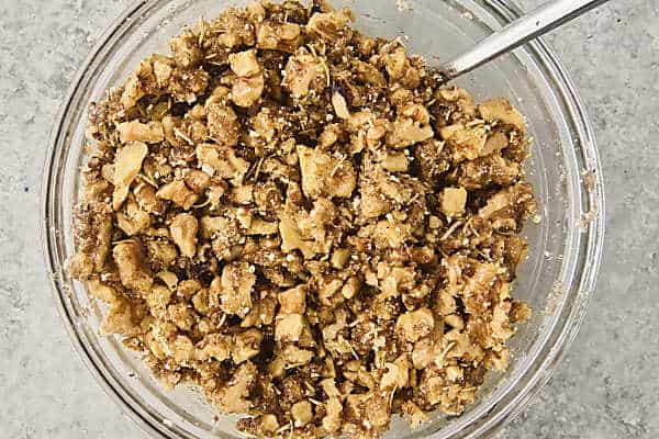 walnut rosemary topping in a bowl