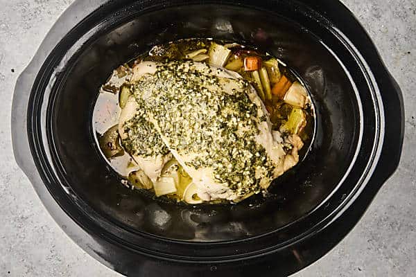 cooked crockpot turkey breast in slow cooker
