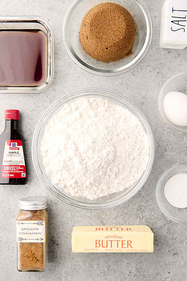 ingredients to make maple brown sugar cookies