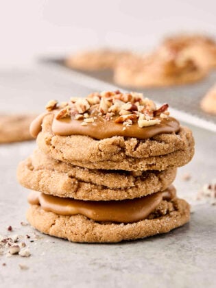stack of frosted maple brown sugar cookies