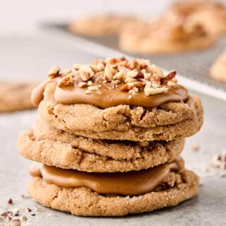 stack of frosted maple brown sugar cookies