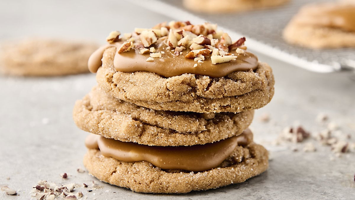 maple brown sugar cookies with maple brown sugar frosting and optional chopped pecans