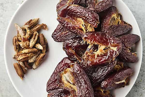 dates on a plate with the pits removed