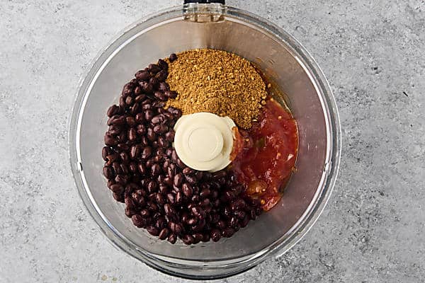 ingredients for black bean filling in food processor