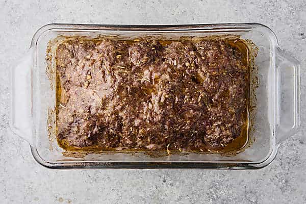cooked meat in loaf pan