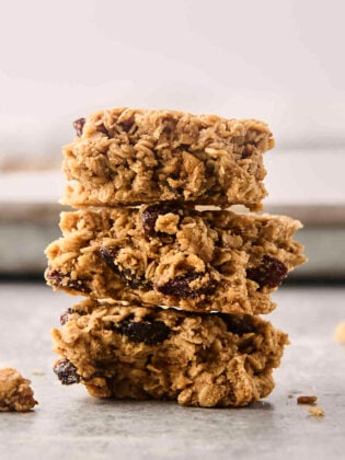 oatmeal raisin cookie granola clusters stacked