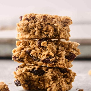 oatmeal raisin cookie granola clusters stacked