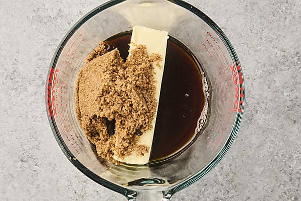 maple syrup, brown sugar, and butter in a microwave safe bowl