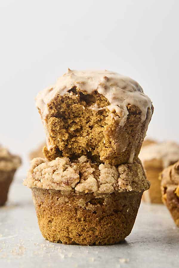 cake mix pumpkin muffins stacked