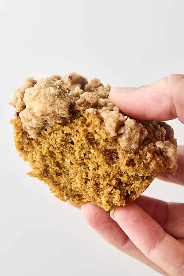 cake mix pumpkin muffin with crumb topping