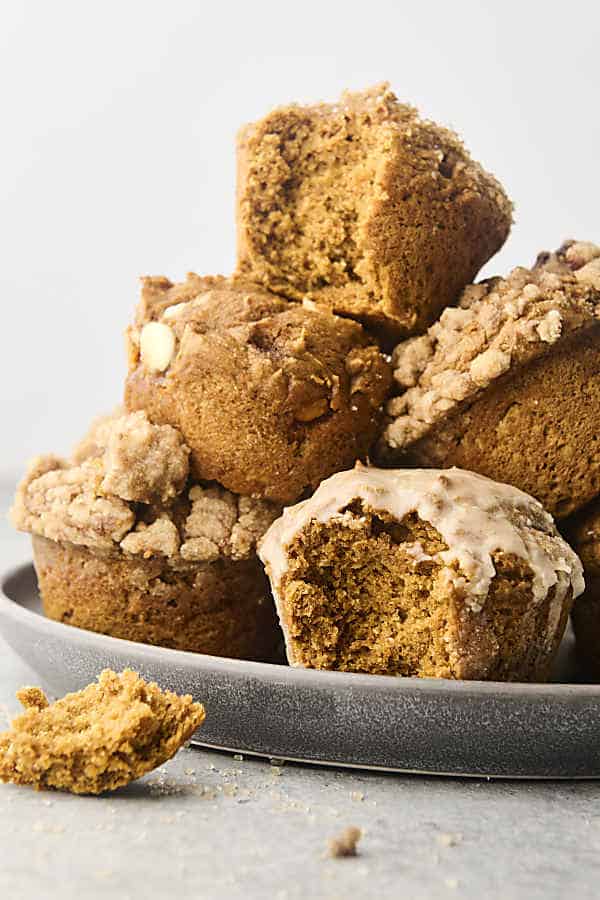 three ingredient pumpkin muffins on a plate