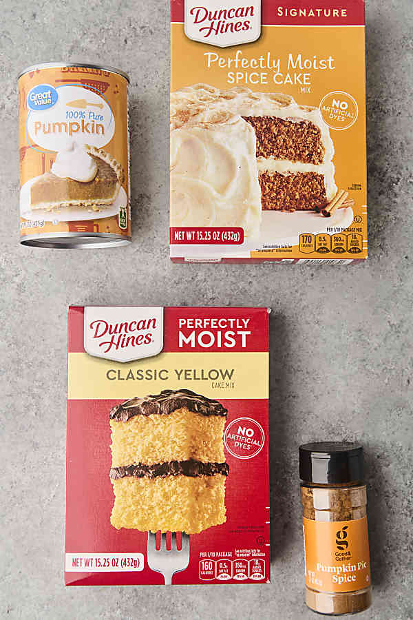 ingredients to make cake mix pumpkin cookies