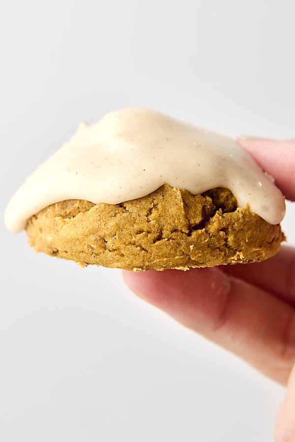 pumpkin cake cookie with cream cheese frosting