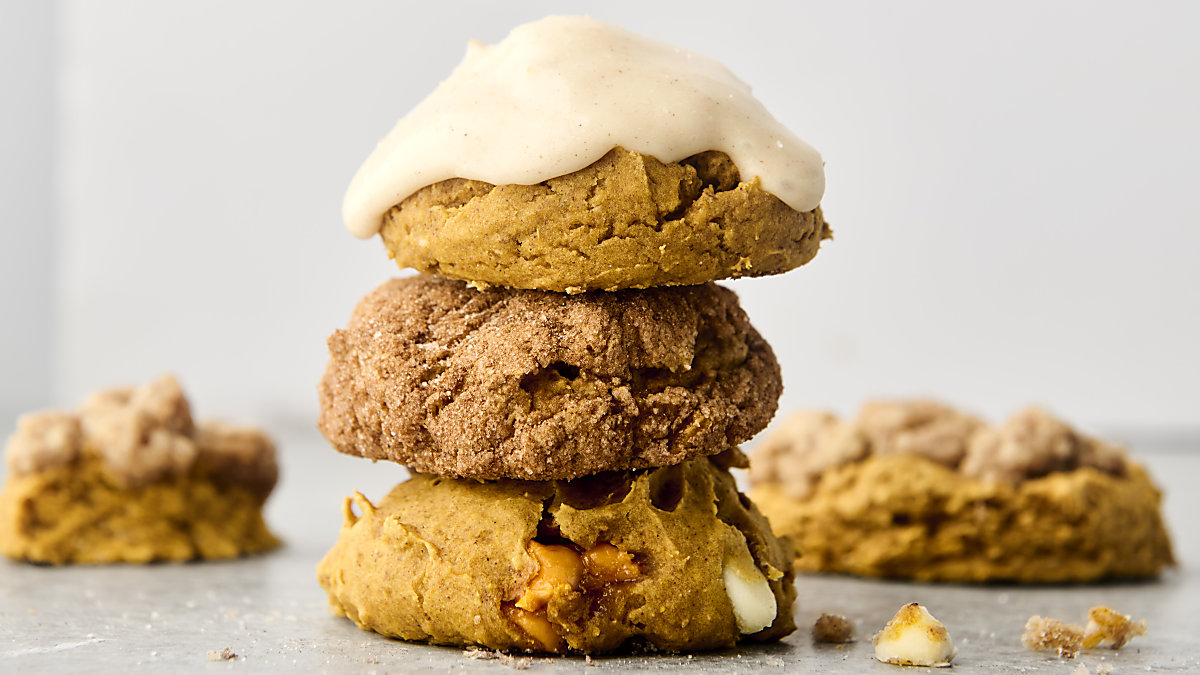 cake mix pumpkin cookies stacked