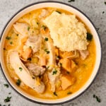 bowl of chicken stew with potatoes