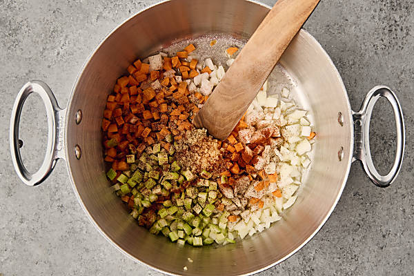 veggies in a pot with butter
