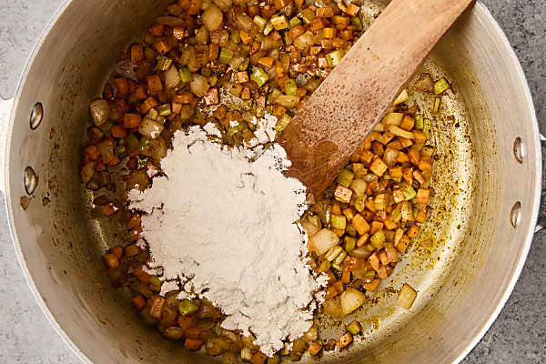 adding flour to thicken stew